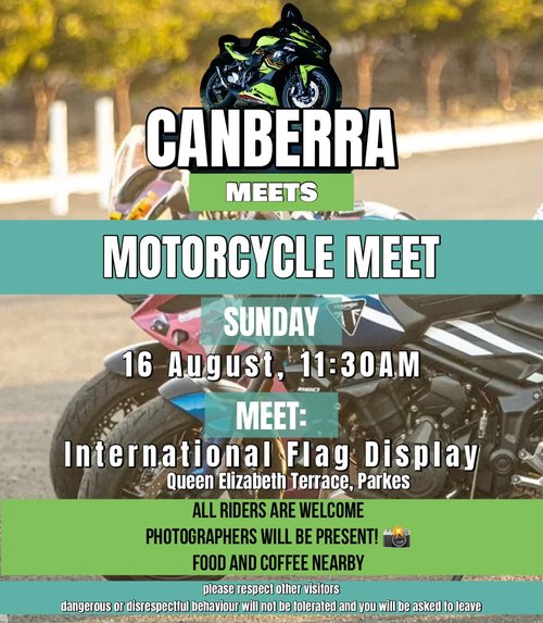 Canberra Meets Motorcycle Meet — car meet in Canberra, NSW on Sunday 16 August 2026