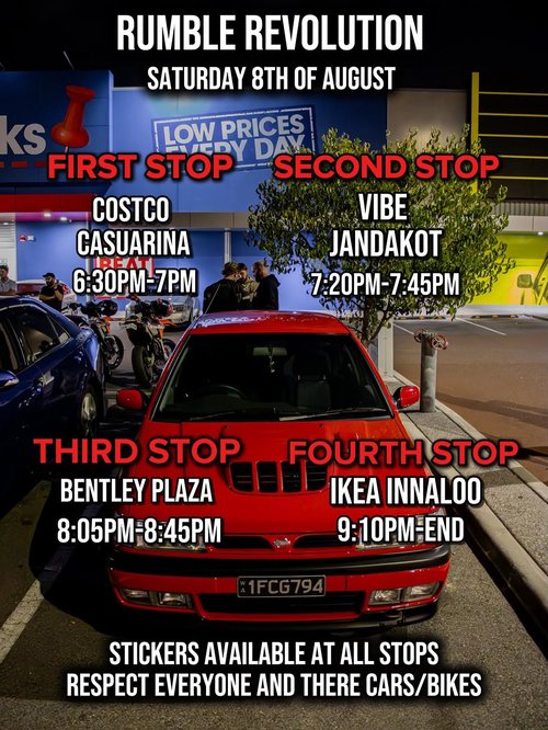 Rumble Revolution — JDM car meet in Perth, WA on Saturday 8 August 2026