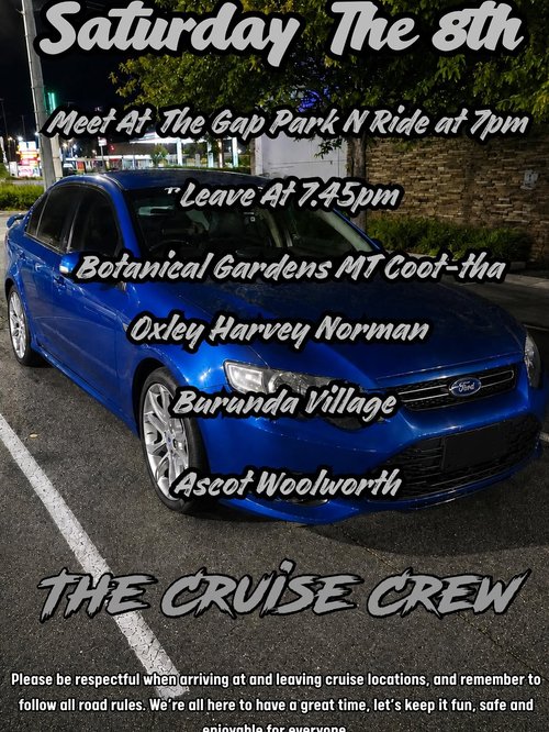 Saturday Night Cruise — JDM car meet in Brisbane, QLD on Saturday 8 August 2026