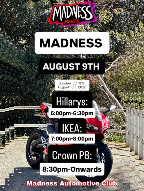 Madness — Muscle car meet in Perth, WA on Sunday 9 August 2026