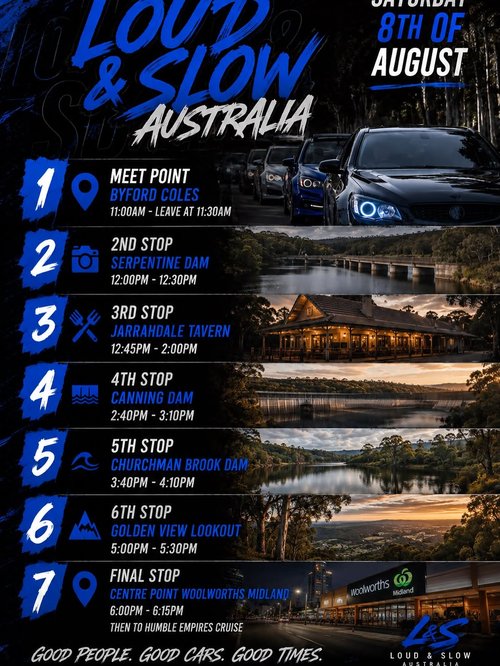 Loud & Slow Australia Cruise — Stance car meet in Perth, WA on Saturday 8 August 2026