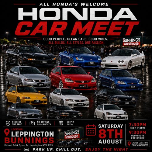 Honda Car Meet — JDM/Euro car meet in Sydney, NSW on Saturday 8 August 2026