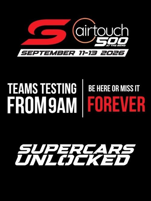 Supercars Unlocked: Teams Testing — Muscle spectator event in Adelaide, SA on Friday 7 August 2026