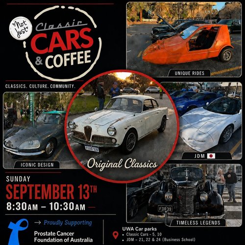 Classic Cars and Coffee — Classic/Euro car meet in Perth, WA on Sunday 13 September 2026