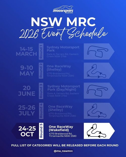 NSW MRC 2026 Round 5 — track day in Sydney, NSW on Saturday 24 October 2026
