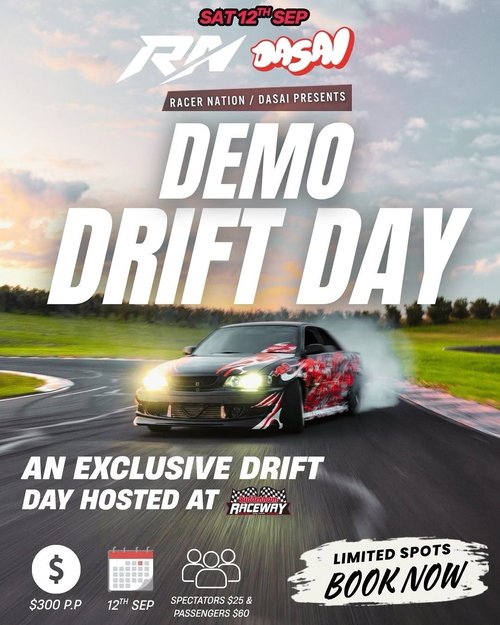 Demo Drift Day — JDM track day in Sydney, NSW on Saturday 12 September 2026