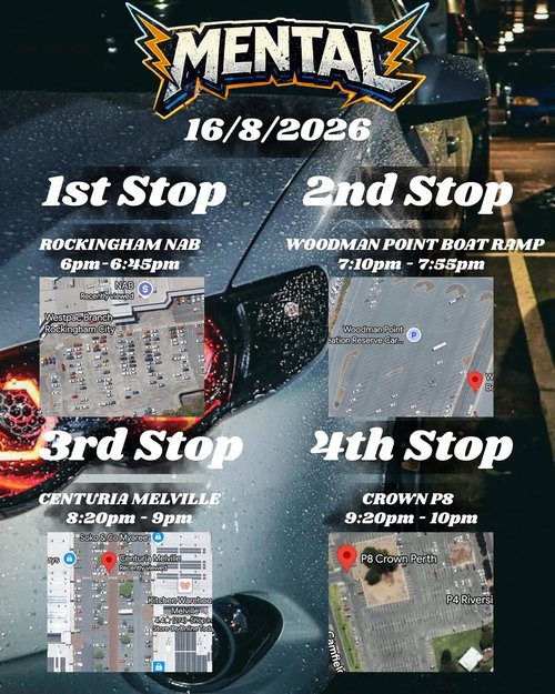 MENTAL Southside Run — car meet in Perth, WA on Sunday 16 August 2026