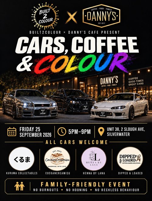 Cars, Coffee & Colour — JDM car meet in Sydney, NSW on Friday 25 September 2026