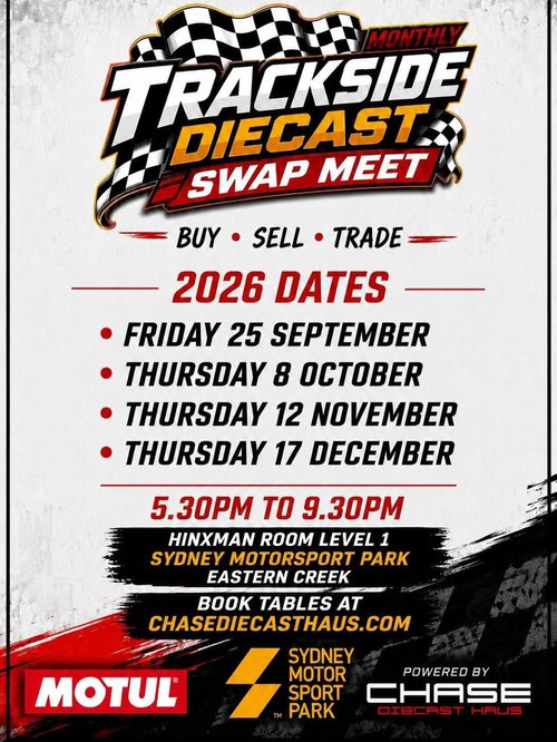 Trackside Diecast Swap Meet — Classic/Euro car meet in Sydney, NSW on Friday 25 September 2026