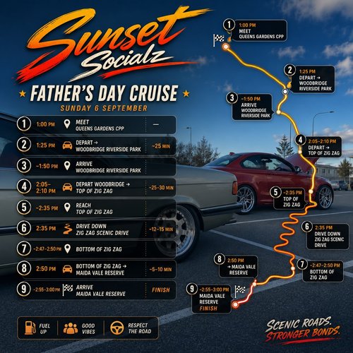 Father's Day Cruise — car meet in Perth, WA on Sunday 6 September 2026