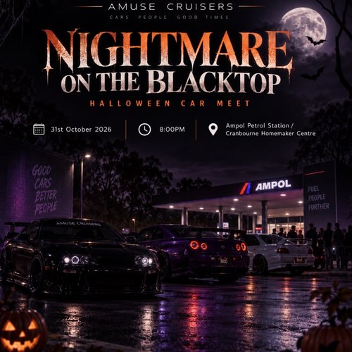 Nightmare on the Blacktop — Exotic/JDM car meet in Melbourne, VIC on Saturday 31 October 2026