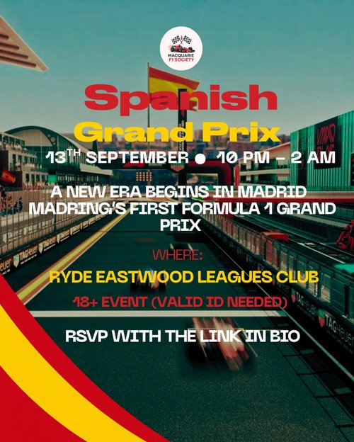 Spanish Grand Prix Watch Party — Exotic spectator event in Sydney, NSW on Sunday 13 September 2026