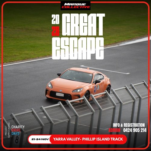 Great Escape — track day in Melbourne, VIC on Saturday 21 November 2026