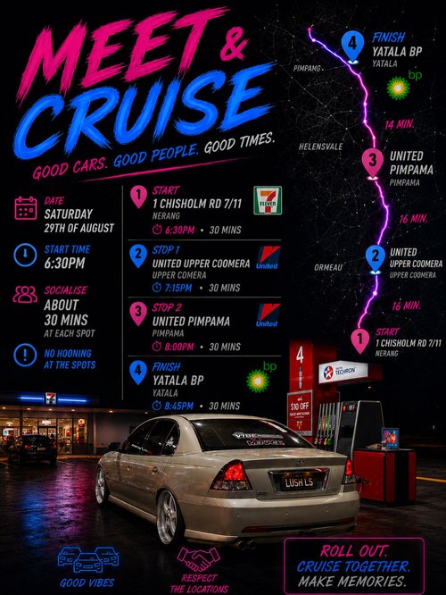 Meet & Cruise — Muscle car meet in Gold Coast, QLD on Saturday 29 August 2026