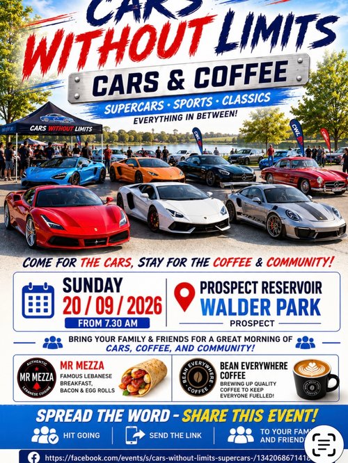 Cars Without Limits: Cars & Coffee — Exotic/Classic car meet in Sydney, NSW on Sunday 20 September 2026