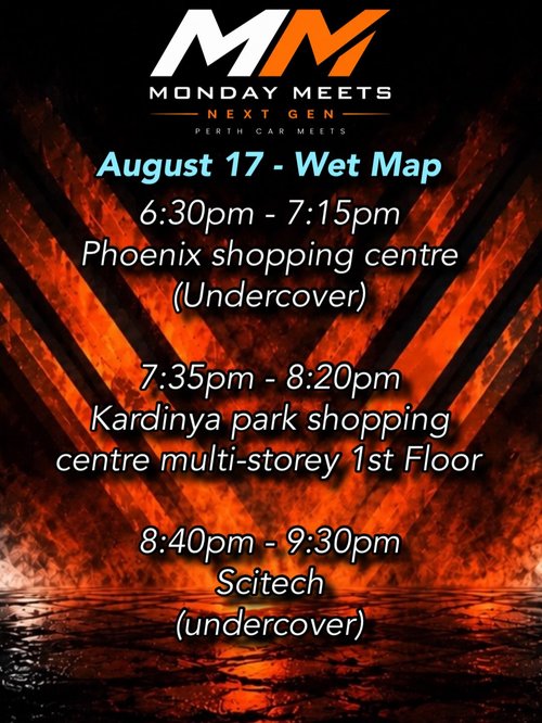 Monday Meets Next Gen Perth Car Meets — car meet in Perth, WA on Monday 17 August 2026