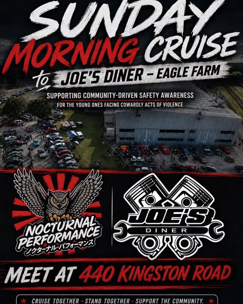 Sunday Morning Cruise to Joe's Diner — JDM car meet in Brisbane, QLD on Sunday 23 August 2026