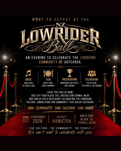 NZ Lowrider Ball — Stance/Classic car meet in International on Saturday 14 November 2026