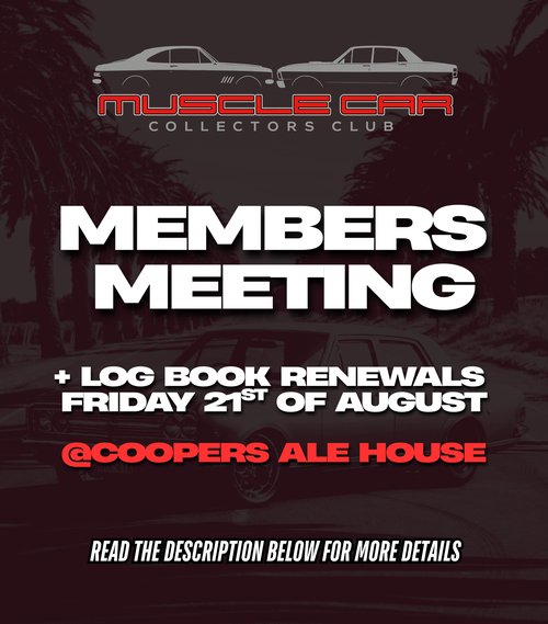 Muscle Car Collectors Club Members Meeting — Muscle car meet in Adelaide, SA on Friday 21 August 2026