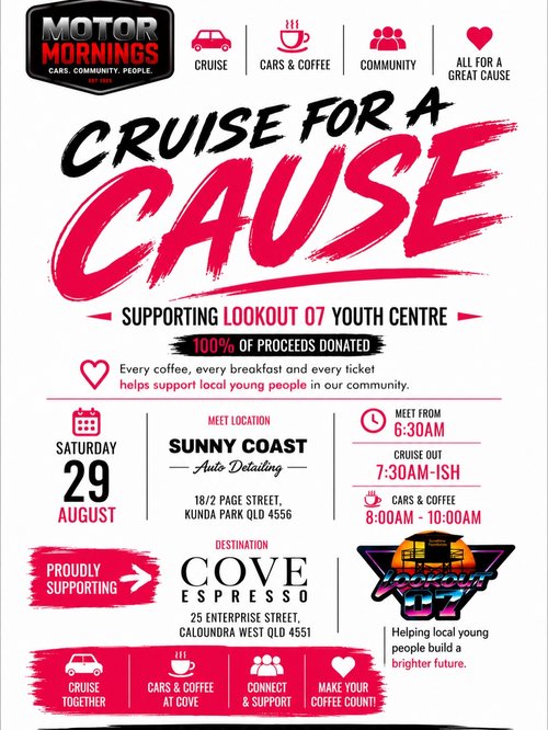 Cruise for a Cause — car meet in Sunshine Coast, QLD on Saturday 29 August 2026