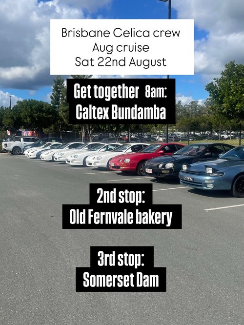 Brisbane Celica Crew August Cruise — JDM car meet in Brisbane, QLD on Saturday 22 August 2026