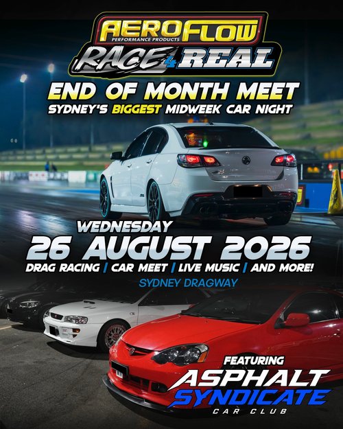 Aeroflow Race 4 Real - End of Month Meet — Muscle/JDM track day in Sydney, NSW on Wednesday 26 August 2026