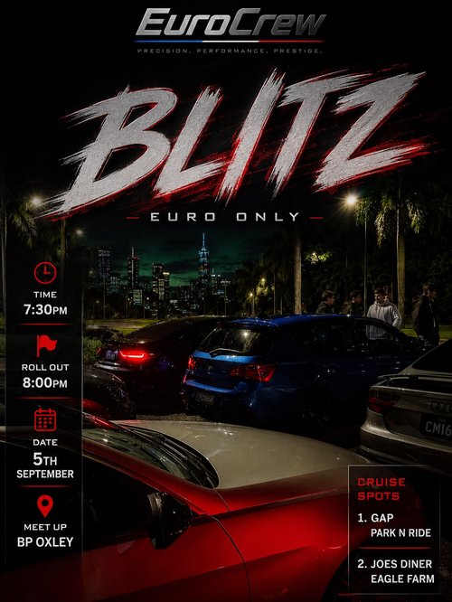 Blitz — Euro car meet in Brisbane, QLD on Saturday 5 September 2026