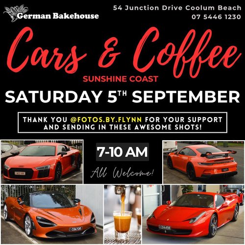 Cars & Coffee Sunshine Coast — Exotic/Euro car meet in Sunshine Coast, QLD on Saturday 5 September 2026