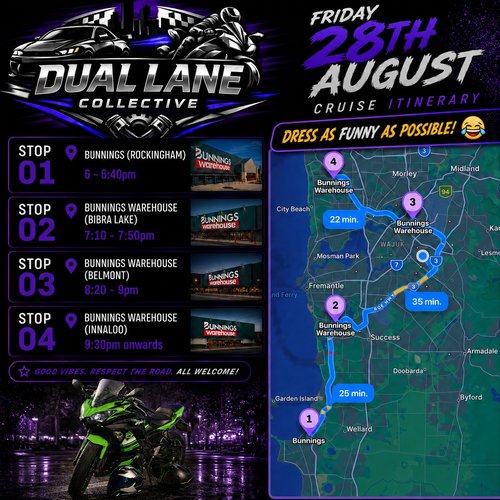 DLC All Bunnings Run — JDM car meet in Perth, WA on Friday 28 August 2026