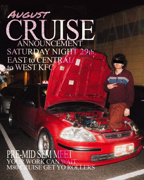 August Cruise: Pre-Mid Sem Meet — JDM/Stance car meet in Melbourne, VIC on Saturday 29 August 2026