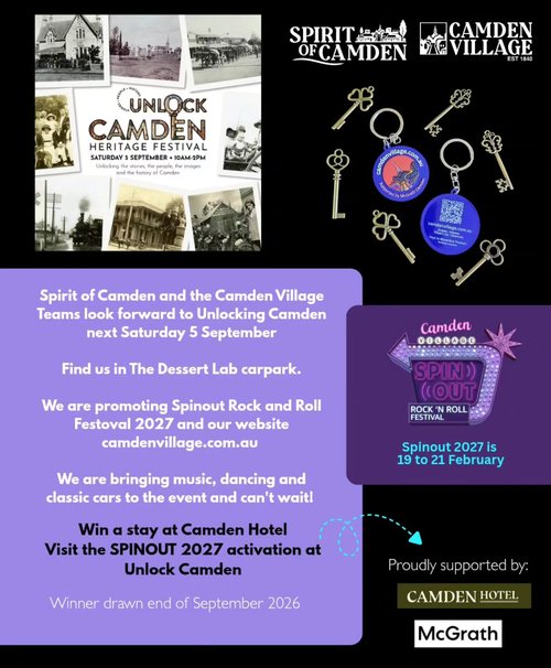 Unlock Camden Heritage Festival — Classic car meet in Sydney, NSW on Saturday 5 September 2026