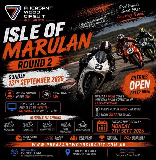 Isle of Marulan Round 2 — track day in Sydney, NSW on Sunday 13 September 2026