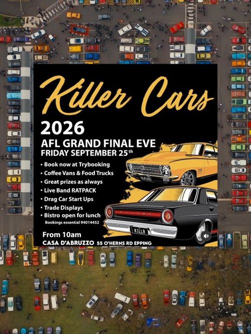 Killer Cars AFL Grand Final Eve — Classic/Muscle car meet in Melbourne, VIC on Friday 25 September 2026