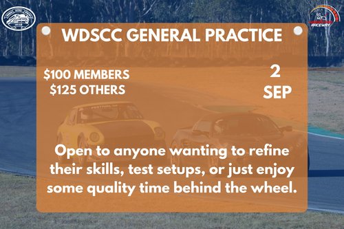 WDSCC General Practice — Muscle track day in Brisbane, QLD on Wednesday 2 September 2026