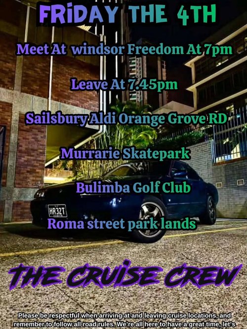 Friday Night Cruise — JDM car meet in Brisbane, QLD on Friday 4 September 2026