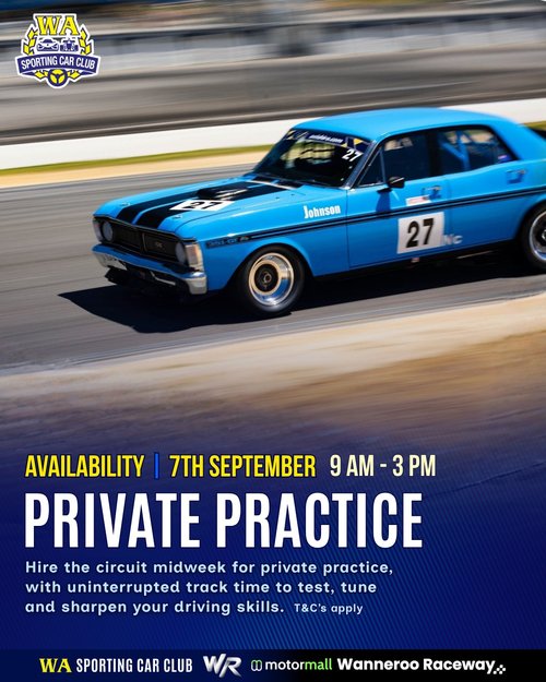 Private Practice — Classic track day in Perth, WA on Monday 7 September 2026