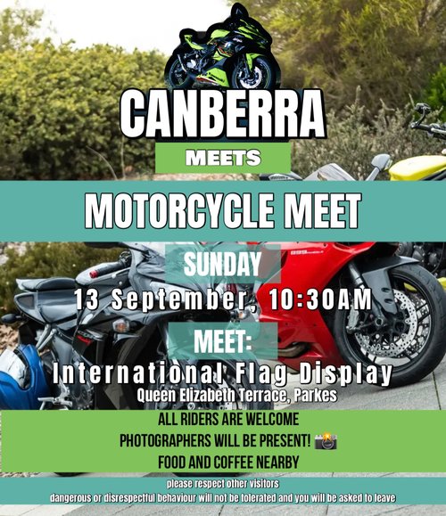 Canberra Meets Motorcycle Meet — car meet in Canberra, NSW on Sunday 13 September 2026