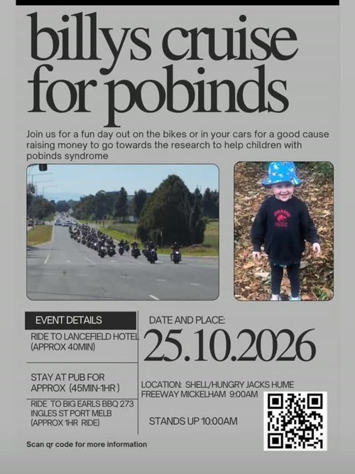 Billys Cruise for Pobinds — car meet in Melbourne, VIC on Sunday 25 October 2026