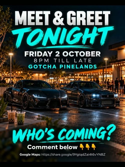 Meet & Greet — JDM/Euro car meet in Brisbane, QLD on Friday 2 October 2026