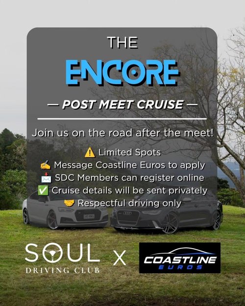 The Encore - Post Meet Cruise — Euro car meet in Sunshine Coast, QLD on Saturday 17 October 2026