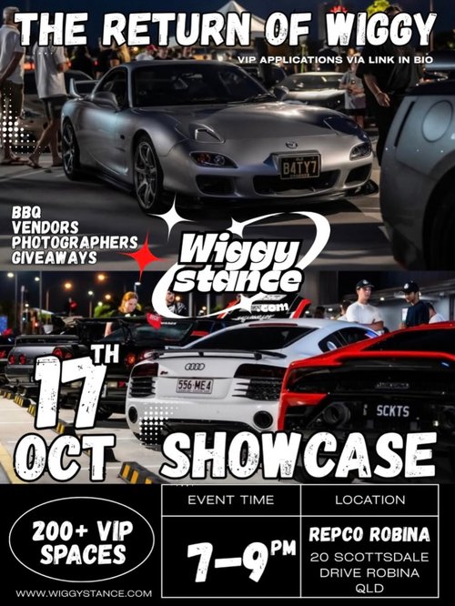 The Return of Wiggy Showcase — Stance/JDM car meet in Gold Coast, QLD on Saturday 17 October 2026