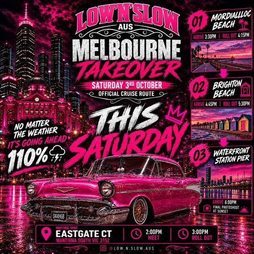 Melbourne Takeover — Classic/Stance car meet in Melbourne, VIC on Saturday 3 October 2026