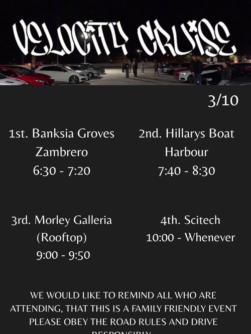 Velocity Cruise — Stance car meet in Perth, WA on Saturday 3 October 2026