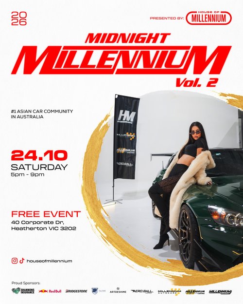 Midnight Millennium Vol. 2 — JDM car meet in Melbourne, VIC on Saturday 24 October 2026