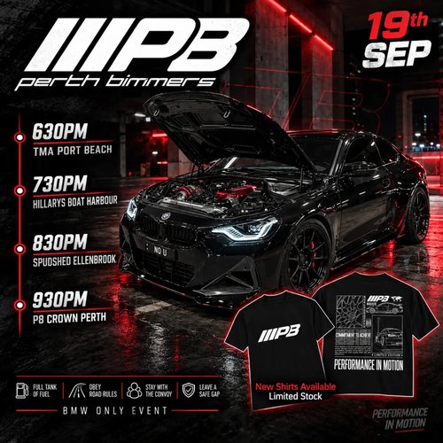 Perth Bimmers BMW Only Cruise — Euro car meet in Perth, WA on Saturday 19 September 2026