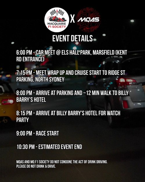 Meet, Cruise & Azerbaijan GP Watch Party — car meet in Sydney, NSW on Saturday 26 September 2026