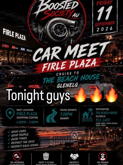 Boosted Society Car Meet & Cruise — JDM car meet in Adelaide, SA on Friday 11 September 2026