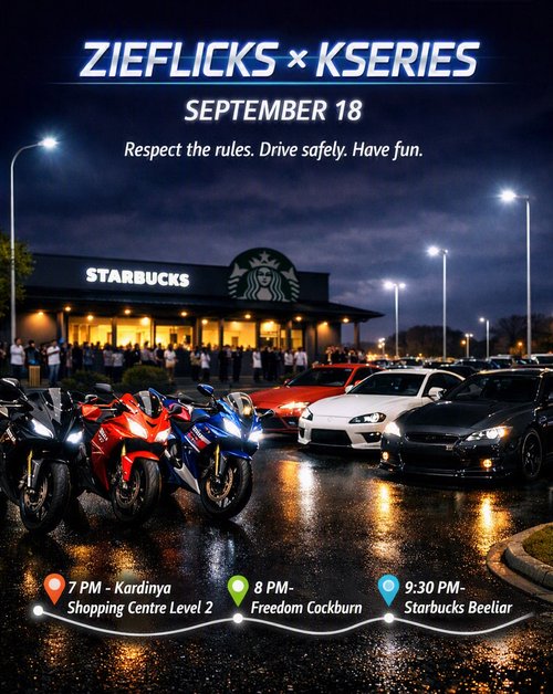 ZIEFLICKS x KSERIES Joint Meet — JDM car meet in Perth, WA on Friday 18 September 2026