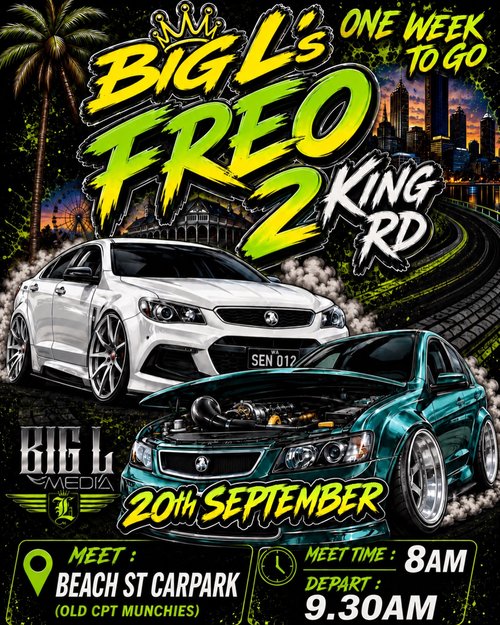 Big L's Freo 2 King Rd — Muscle/Stance car meet in Perth, WA on Sunday 20 September 2026