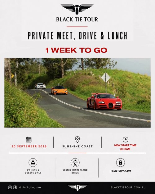 Private Meet, Drive & Lunch — Exotic car meet in Sunshine Coast, QLD on Sunday 20 September 2026